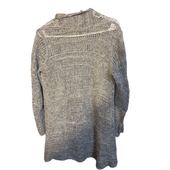 Eileen Fisher Gray Open Knit Cardigan Sweater PM Petite Alpaca/Wool/Nylon Blend - Picture 5 of 5